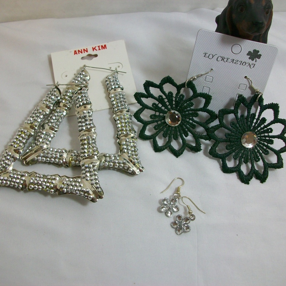 🌞Fashion Jewelry Trio of Rhinestone Earrings